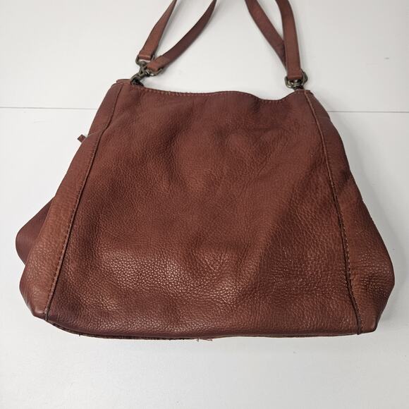 American Leather Co Women's Lenox Triple Entry Satchel Brandy Brown Shoulder Bag - Picture 10 of 13